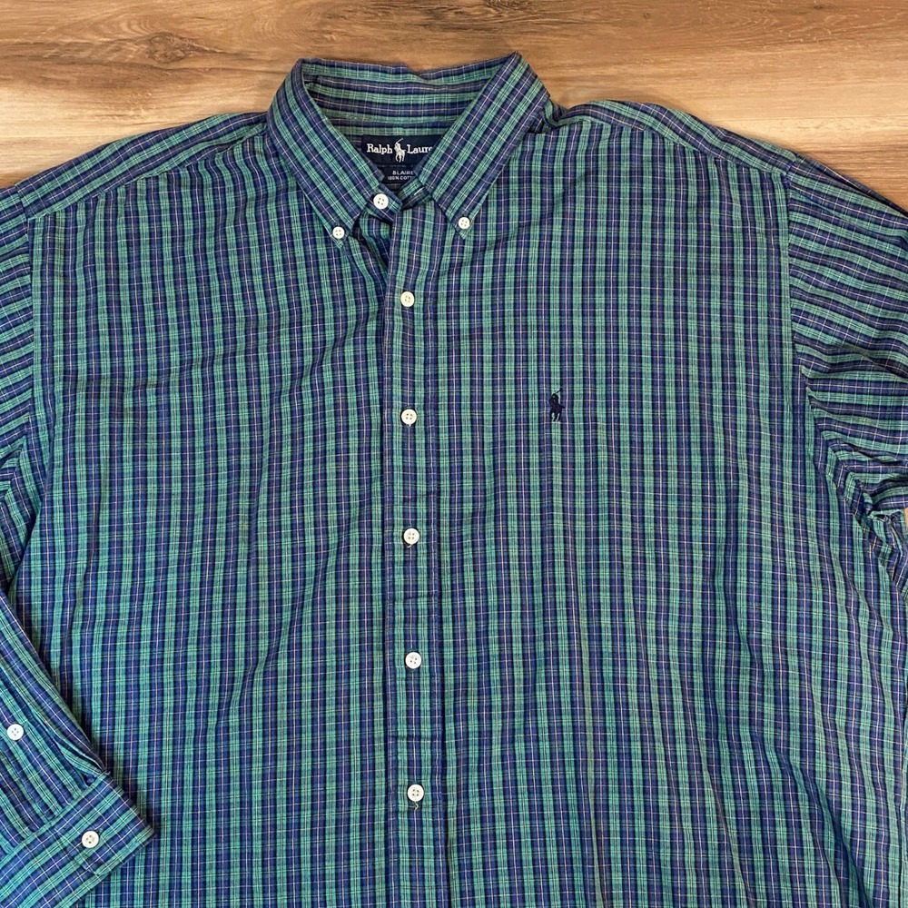 Vintage Ralph Lauren Shirt Mens XL BlaireLong Sleeve Button Down Plaid Oversized
